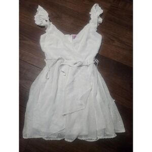 Mi Ami For Francesca's Dress‎ Womens XS White Polka Dot Wrap Ruffle Sundress